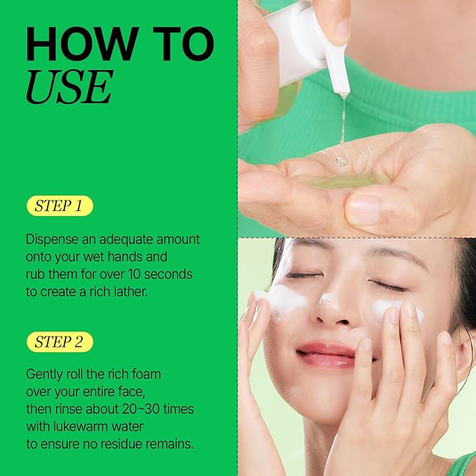 Gel Cleanser, Big Size, Gentle Exfoliation and Face cleanser for Sensitive Skin, Korean Skin Care, Vegan, 6.93 Fl Oz-VivaGrace Women