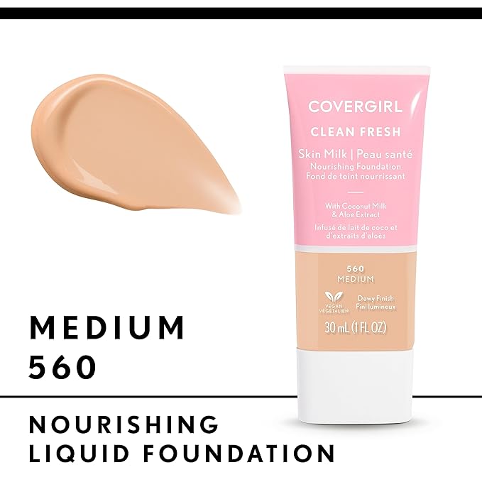 COVERGIRL, Clean Fresh Skin Milk Foundation, Medium, 1 Fl Oz (Pack of 2)-VivaGrace Women