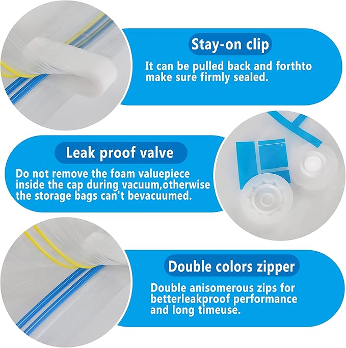 HIBAG Vacuum Storage Bags, 30-Pack Space Saver Vacuum Storage Bags, Vacuum Seal Bags for Clothing, Clothes, Comforters and Blankets (30C)-VivaGrace Women