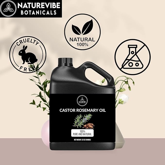 Naturevibe Botanicals Castor Rosemary Oil 32 Ounces | 100% Pure and Natural | Great for Skin Care and Hair Care-VivaGrace Women