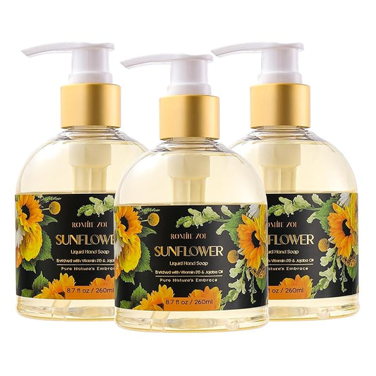 Liquid Hand Soap with Gift Box - Pure Nature's Embrace - Sunflower - 260ml/ 8.7 fl.oz (Pack of 3)