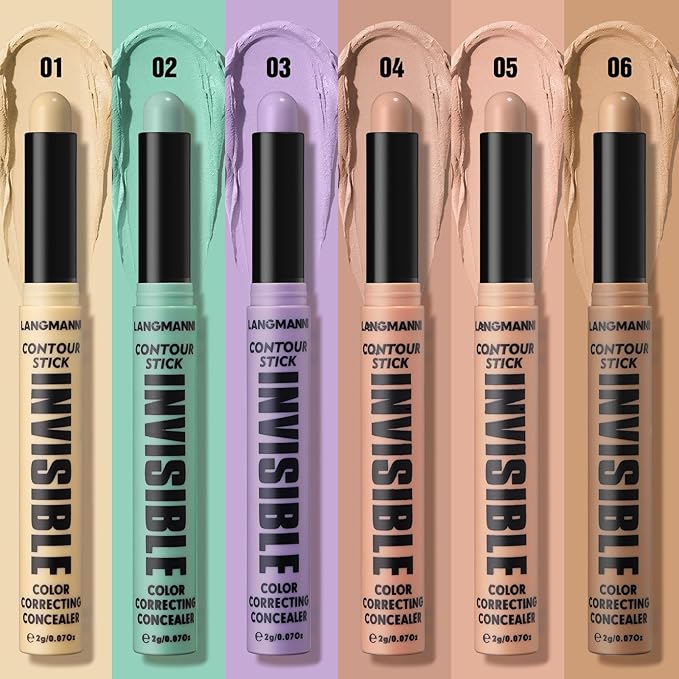LANGMANNI Multi-Use Face Contour Stick,Highlighter & Concealer Stick, Combo Use For Correcting Color Balancing (#01+#02 Yellow+Green)-VivaGrace Women