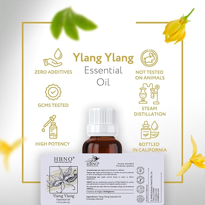 HBNO Ylang Ylang Essential Oil - 1 OZ (30 ml) Travel Size - Perfect for Aromatherapy, DIY, Candle Making, Soap Making, Diffusers-VivaGrace Women