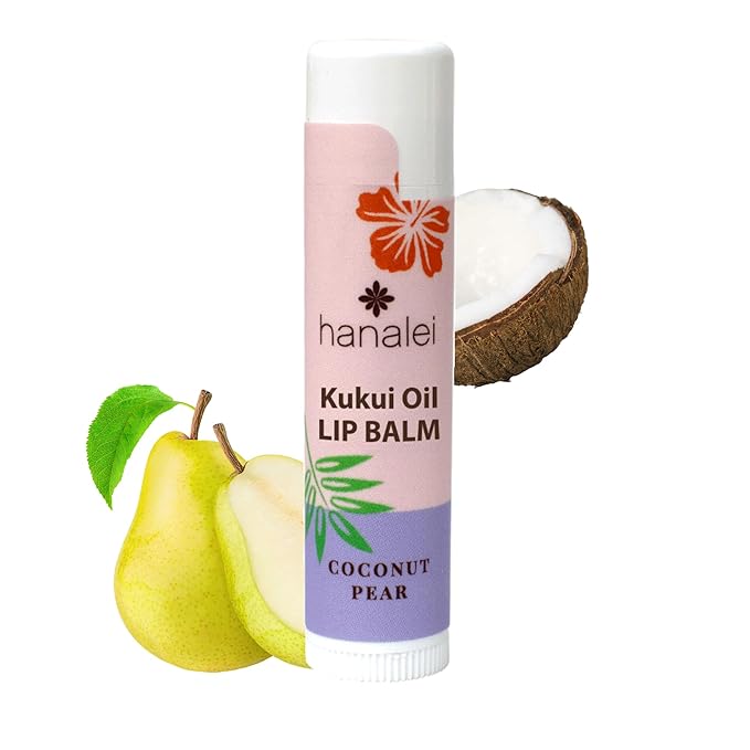 Hanalei Lip Balm and Moisturizer - Natural Kukui Oil and Beeswax Lip Moisturizer to Hydrate and Replenish Dry, Chapped Lips - Made in USA - Coconut Pear-VivaGrace Women