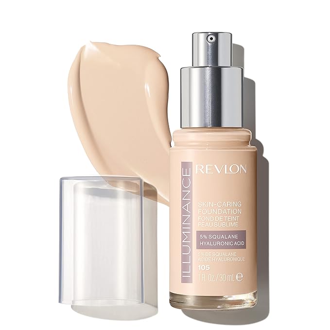 Revlon Illuminance Skin-Caring Liquid Foundation, Hyaluronic Acid, Hydrating and Nourishing Formula with Medium Coverage, 105 Cream Ivory (Pack of 1)-VivaGrace Women