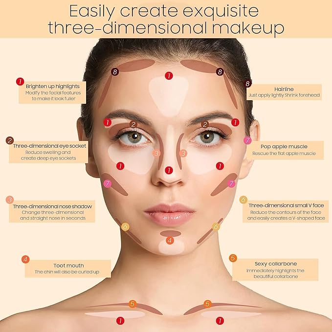 2023 Upgrade Contour Stick, 2 Colors Double-end Contour Highlighter Stick Contour Stick Face Highlighter Contour Makeup Contouring Sticks Cream Concealer (Natural, Netural Coffee)-VivaGrace Women