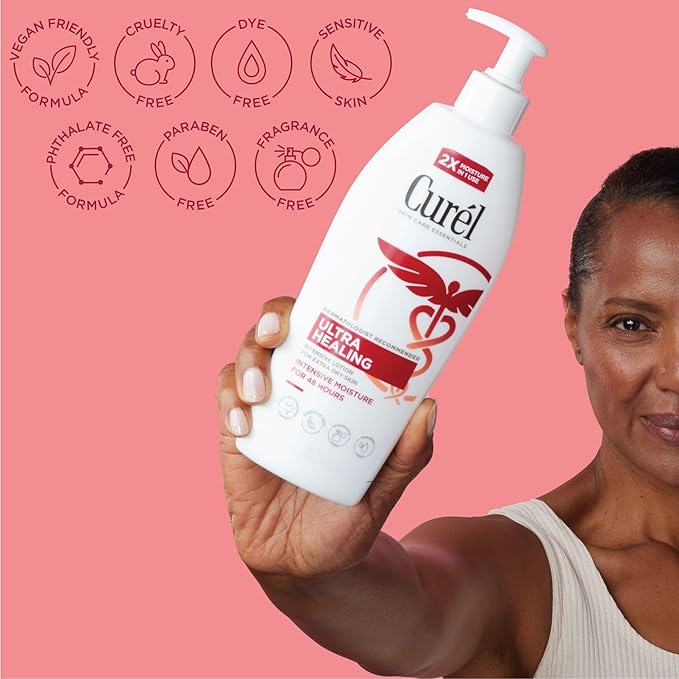 Curel Ultra Healing Intensive Fragrance-Free Lotion For Extra-Dry Skin, Dermatologist Recommended, Ideal for Sensitive Skin, Cruelty Free, Paraben Free, 20 Oz-VivaGrace Women