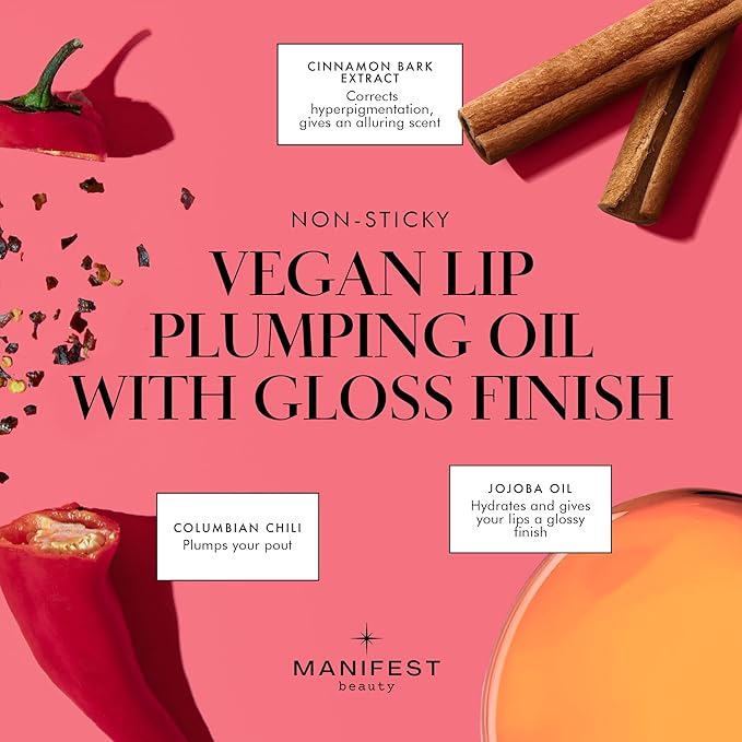 BIG POUT ENERGY Lip Plumper, Chili-Infused Lip Plumping Oil for Full and Smooth Lips, Lip Gloss Finish, With Easy Swipe XL Wand Applicator, Crystal Clear, 0.12 fl oz-VivaGrace Women