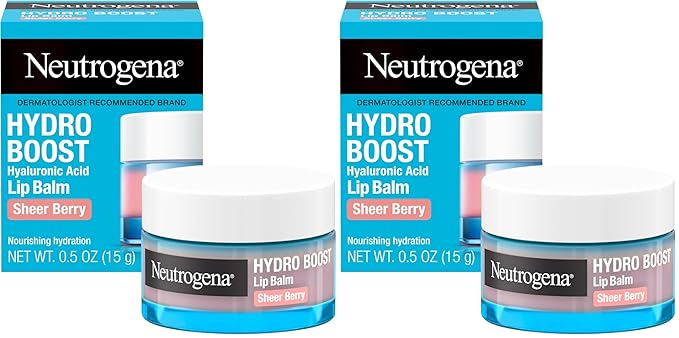 Neutrogena Hydro Boost Hyaluronic Acid Lip Balm, Nourishing Vitamin E Leaves Lips Feeling Hydrated, Sheer Pink Tinted Color with a Sweet Berry Flavor, Sheer Berry, 0.5 oz (Pack of 2)-VivaGrace Women