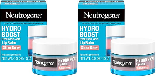 Neutrogena Hydro Boost Hyaluronic Acid Lip Balm, Nourishing Vitamin E Leaves Lips Feeling Hydrated, Sheer Pink Tinted Color with a Sweet Berry Flavor, Sheer Berry, 0.5 oz (Pack of 2)-VivaGrace Women