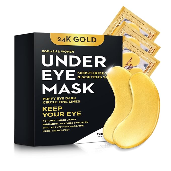 100Pcs/50Pairs Under Eye Patches Gold for Dark Circles, Puffy Eyes, and Wrinkles, 24K Gold Eye Mask for Face, Eye Cream for Men and Women-VivaGrace Women