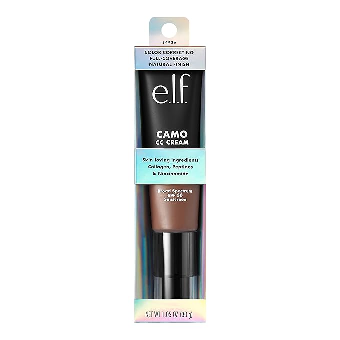 e.l.f. Camo CC Cream, SPF 30 Color-Correcting Medium-To-Full Coverage Face Foundation, Delivers An Airbrushed Finish, Vegan & Cruelty-Free, Deep 560 C-VivaGrace Women