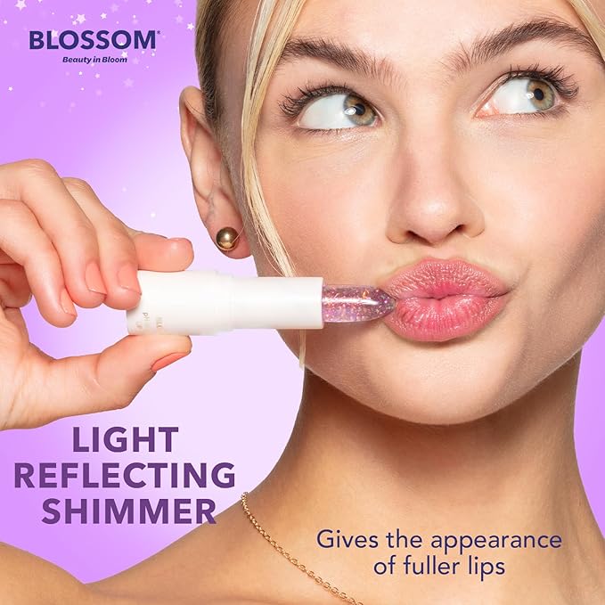 Blossom pH Adjusting Shimmering Lip Balm Moisturizing Glitter Sparkle Lip Balm, 0.12oz./3.5g, Moonstone-VivaGrace Women