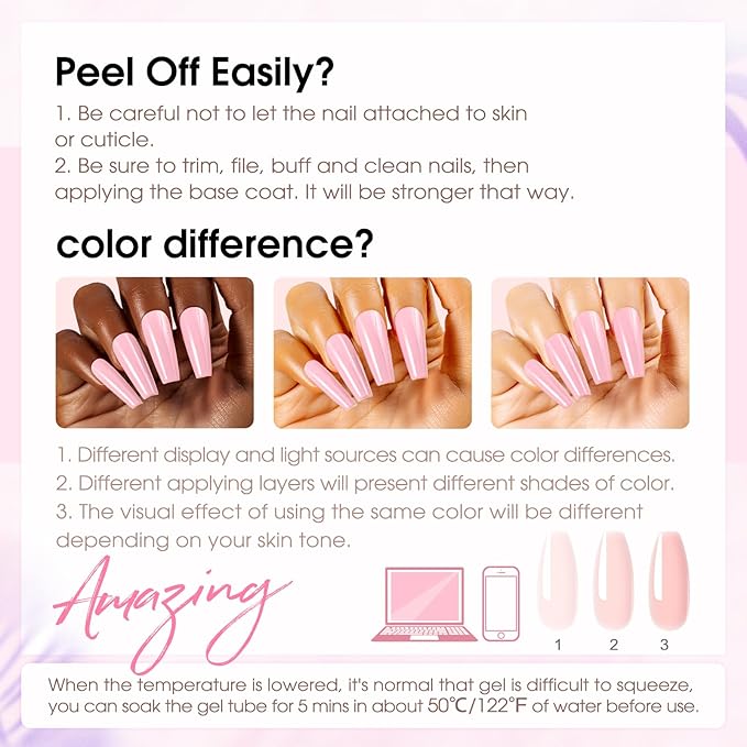 ROSALIND Poly Nail Gel Kit -12 Colors + Nail Art Accessories kit Clear Nude Poly Nails Gel Kit Starter Kit With Slip Solution Pro Nude Pink Nail Extensions Gel Set with Mini UV Lamp-VivaGrace Women