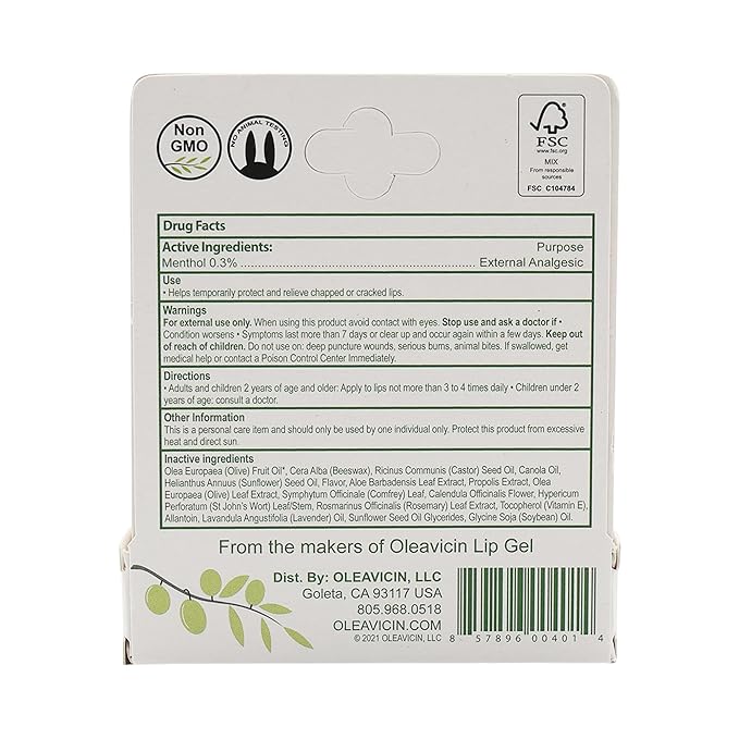 Natural Lip Balm by Oleavicin | Dry Lip Relief | Patented Moisturizing Formula for Chapped Lips | Organic Olive Leaf Extract (3)-VivaGrace Women