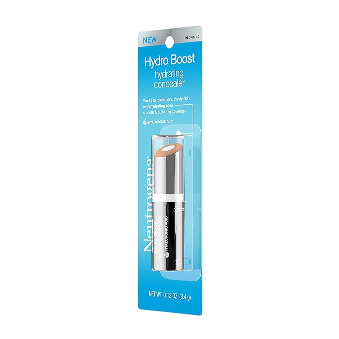 Neutrogena Hydro Boost Hydrating Concealer Stick for Dry Skin, Oil-Free, Lightweight, Non-Greasy and Non-Comedogenic Cover-Up Makeup with Hyaluronic Acid, 40 Medium, 0.12 Oz-VivaGrace Women