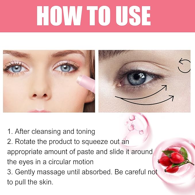 Rosehip Eye Cream Stick, Moisturizing, Hydrating, Lightens Lines and Dark Circles, Lifting, Firming-VivaGrace Women