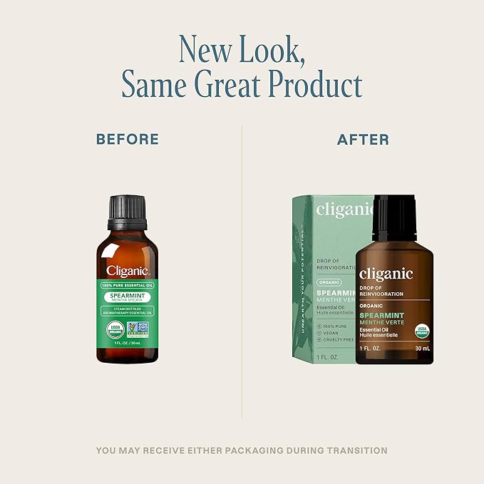 Cliganic Organic Spearmint Essential Oil, 1oz - 100% Pure Natural Undiluted, for Aromatherapy | Non-GMO-VivaGrace Women