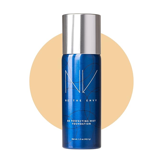 NV BB Perfecting Mist Foundation Buildable Coverage Professional Airbrush Makeup with Plant-based Stem Cell Polypeptides, Vitamins A, D, E and Aloe, 1.5 ounces, Warm Sand-VivaGrace Women