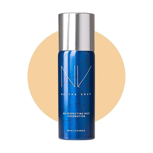 NV BB Perfecting Mist Foundation Buildable Coverage Professional Airbrush Makeup with Plant-based Stem Cell Polypeptides, Vitamins A, D, E and Aloe, 1.5 ounces, Warm Sand-VivaGrace Women