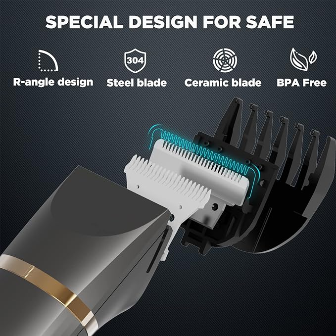 AREYZIN Body Hair Trimmer for Women Electric Body Shaver for Back Chest Armpit Legs Pubic Hair, USB Rechargeable, Replaceable Snap-in Ceramic Blades, IP7X Waterproof for Wet and Dry Use,Gray&Gold-VivaGrace Women