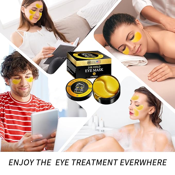 Golden Glow Under Eye Patches for Puffy Eyes - 60Pcs Eye Gels Rejuvenating Treatment for Dark Circles, Puffiness, Refreshing,Revitalizing Looks Less Tired-VivaGrace Women