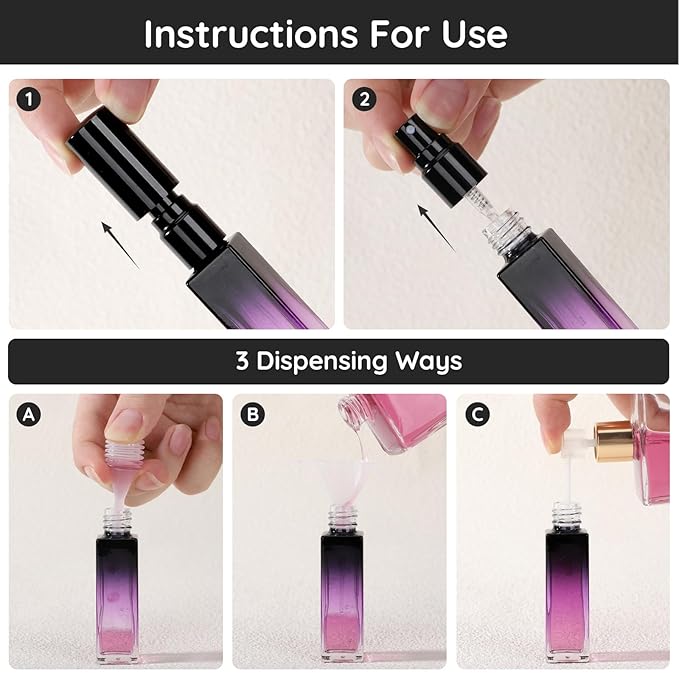 Segbeauty 0.34oz Perfume Travel Bottles Refillable, 10pcs 10ml Glass Empty Perfume Atomizer Sprayer, Mini Portable Travel Cologne Spray Bottle, Cologne Atomizer Set with Refill Pump Tools-VivaGrace Women