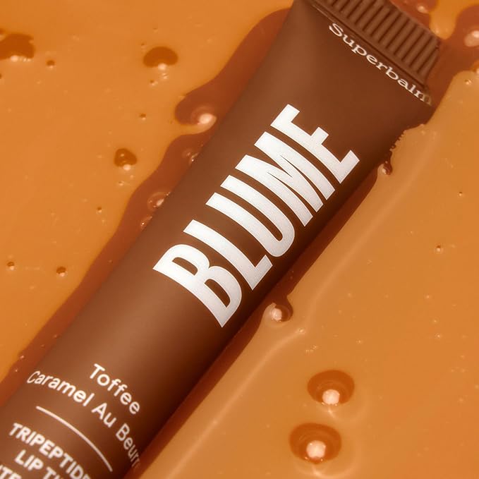 Blume Tri-Peptide Toffee Soft Brown Tinted Lip Balm - Superbalm Lip Moisturizer with Shea Butter and Squalane to Deeply Hydrate & Heal Dry, Cracked Lips - Cruelty Free & Vegan Lip Plumper (0.4 Fl Oz)-VivaGrace Women