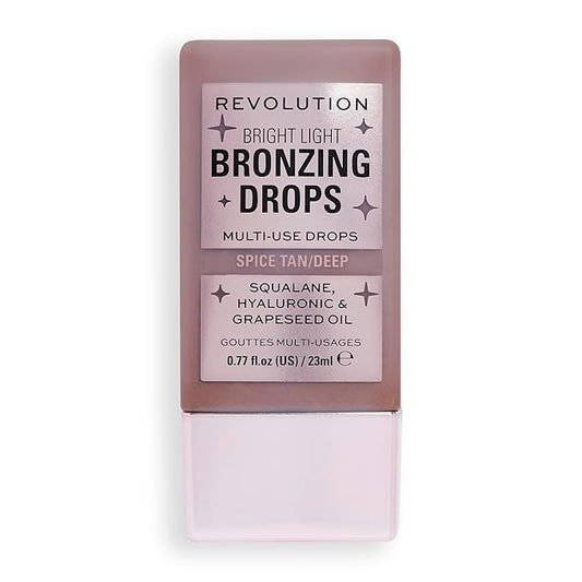 Revolution Beauty, Bright Light Bronzing Drops, Bronze & Glow Face & Body Drops Infused with Hyaluronic Acid, Summer Spice, 0.77 Fl. Oz.-VivaGrace Women