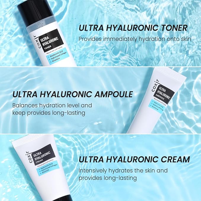 coxir ULTRA HYALURONIC STARTER KIT /cleansing oil+toner+ampoule+cream tralvel kit/[2.68 fl.oz (Pack of 1)]-VivaGrace Women