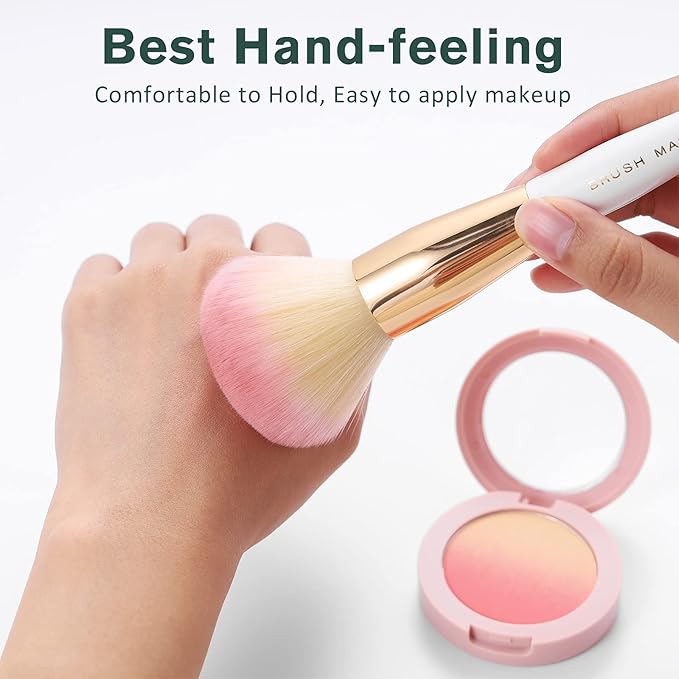 Makeup Brushes Set 10Pcs Professional Kabuki Foundation Eyeshadow Blush Blending Lip Full Face Cosmetic Kit W/Makeup Brush Set with Holder-VivaGrace Women