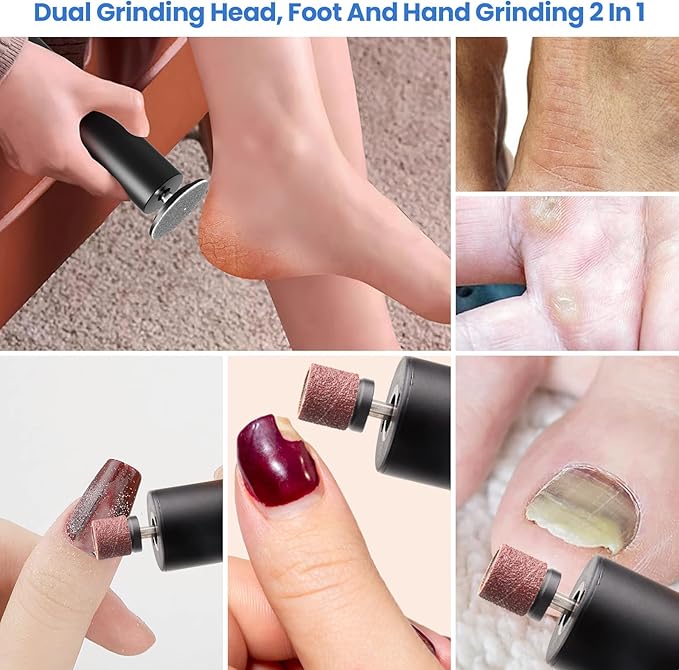 Electric Foot Callus Remover, 2 in 1 | 6 Speed Adjustable Foot File Nail Grinder with Sandpaper Disks, Professional Sander Pedicure Tool for Feet Dead Skin, Self Care Gifts for Women Mom Lover Friends-VivaGrace Women