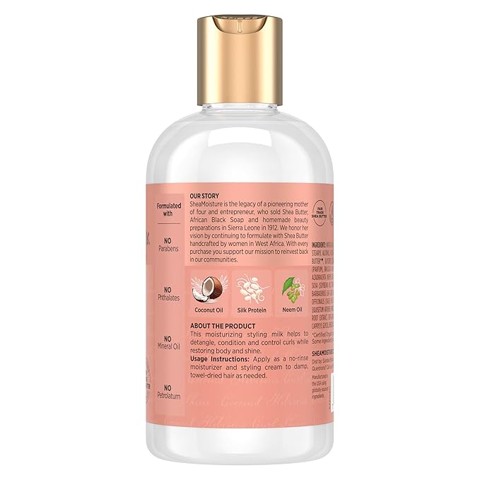 SheaMoisture Curl & Style Milk Coconut & Hibiscus with Silk Protein & Neem Oil for Thick, Defined, Curly Hair Fair Trade, Sulfate-Free 8 oz-VivaGrace Women