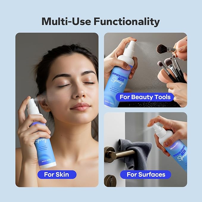 Hypochlorous Acid Spray (8.45 Fl Oz), Facial Spray for Skin Cleansing & Soothing, Hypoallergenic HOCL Sprays for Face & Eyes, All-Purpose Cleaner for Sensitive Skin Care-VivaGrace Women