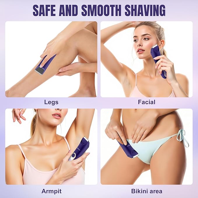 RESUXI Electric Bikini Trimmer for Women,Pubic Hair Trimmer Ceramic Blade Electric Razors Shaver for Underarm Leg Arm Body Hair Private Area,Wet/Dry IPX7 Waterproof Rechargeable LCD Display LED Light-VivaGrace Women