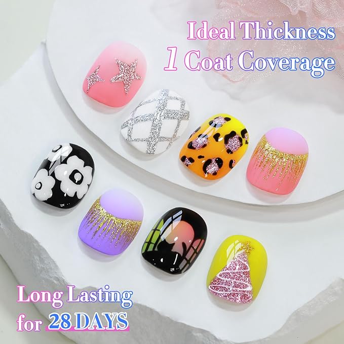 Double Rhythm 6 Pcs 15 ML Gel Liner Polish Nail Art Set Chrome Metallic Glitter Soak Off Gel Polish Kit Nail Art Manicure Salon DIY at Home for Women (Gold Silver Black White-T6-52)-VivaGrace Women