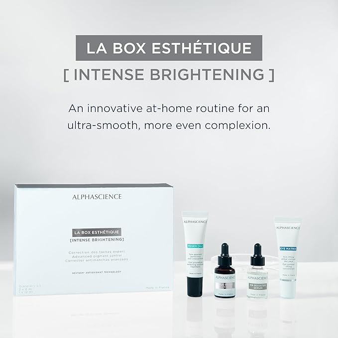 ALPHASCIENCE La Box Esthetique [Intense Brightening] Discovery Kit - MELA BRIGHT [C+], REGEN [HX], HA BOOSTER, & EYE MATRIX - Helps Reduce Look of Dark Spots & Scars - Moisturizing & Soothes - 1 Kit-VivaGrace Women