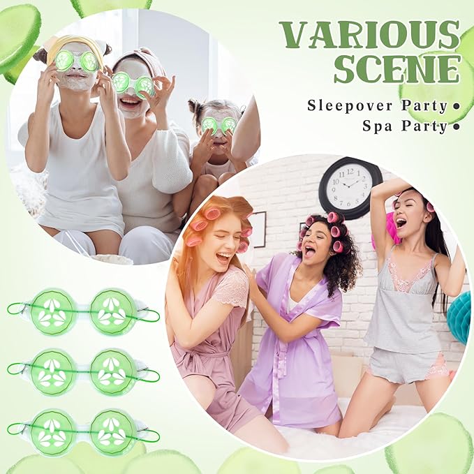 12 Pcs Cucumber Eye Pads Gel Eye Masks Cooling Heating Eye Pads Spa Party Favors Sleepover Party Slumber Party Supplies-VivaGrace Women