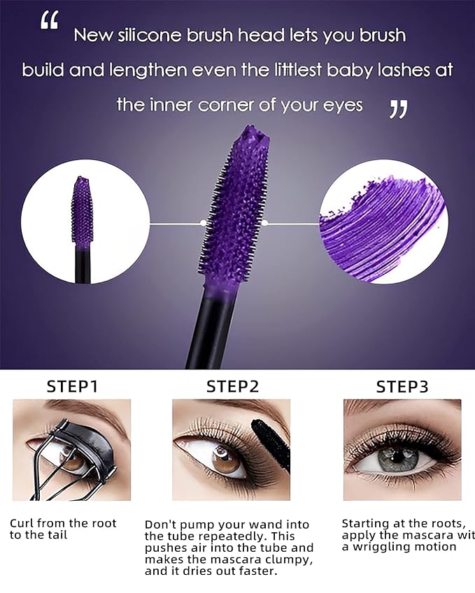 5D Waterproof Mascara Black Volume and Length,Fiber Colored Mascara for Eyelashes,Longlasting Curling Colorful rimel de pestañas,Mother's Day Eye Makeup Gift for Older Women 60 Plus Girl