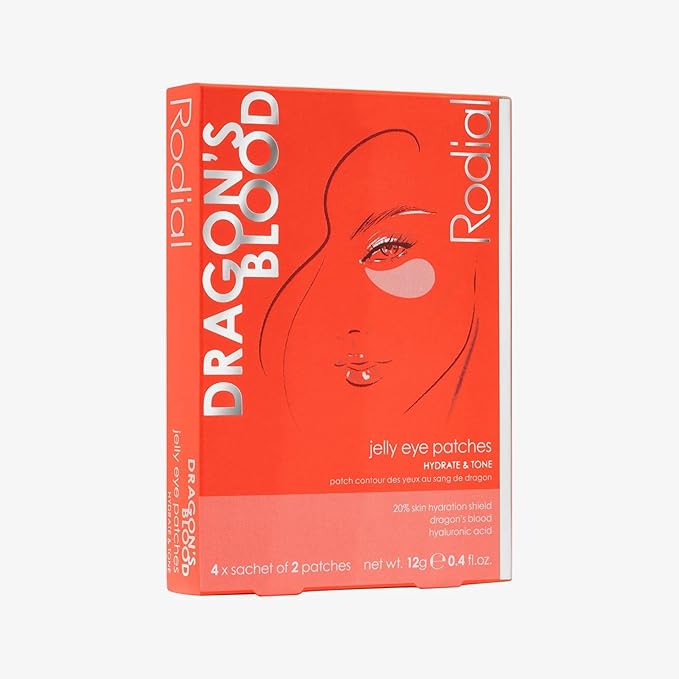 Rodial Dragon's Blood Jelly Eye Patches (4 Sachets), Elisticity and Firmness, Hyaluronic acid and Dragon's Blood for Plumping and Deep Hydration, Makeup Prep-VivaGrace Women