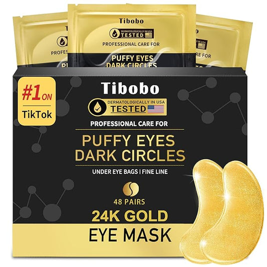 Under Eye Patches (48 Pairs) - 24K Gold Eye Masks Enriched with Abundant Collagen | Diminish Dark Circles and Puffiness | Anti-Aging, Smooth Fine Line, Nourish Skin - Gifts for Women Skin Care-VivaGrace Women