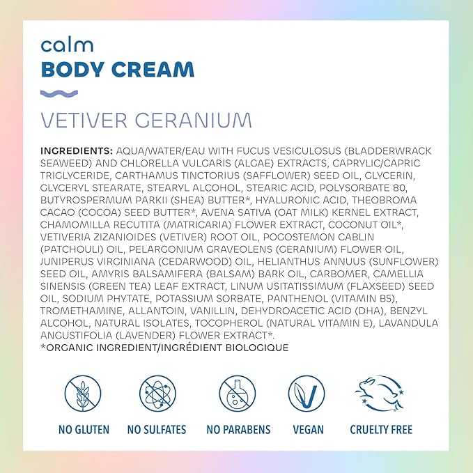Seaweed Bath Co. Calm Body Cream - Vetiver Geranium | Soothing Hand and Body Lotion With Oat Milk, Shea Butter, and Chamomile | Natural, Vegan Moisturizer For Dry Skin | 6 oz-VivaGrace Women