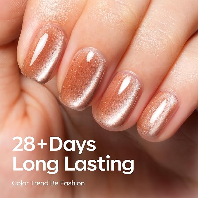 modelones Cat Eye Gel Nail Polish, 6 Colors Nude Gel Polish Pink Glitter Brown with Magnet Sparkle Galaxy Series Nail Polish Kit Soak Off Led Nail Art Manicure Salon DIY Gifts-VivaGrace Women