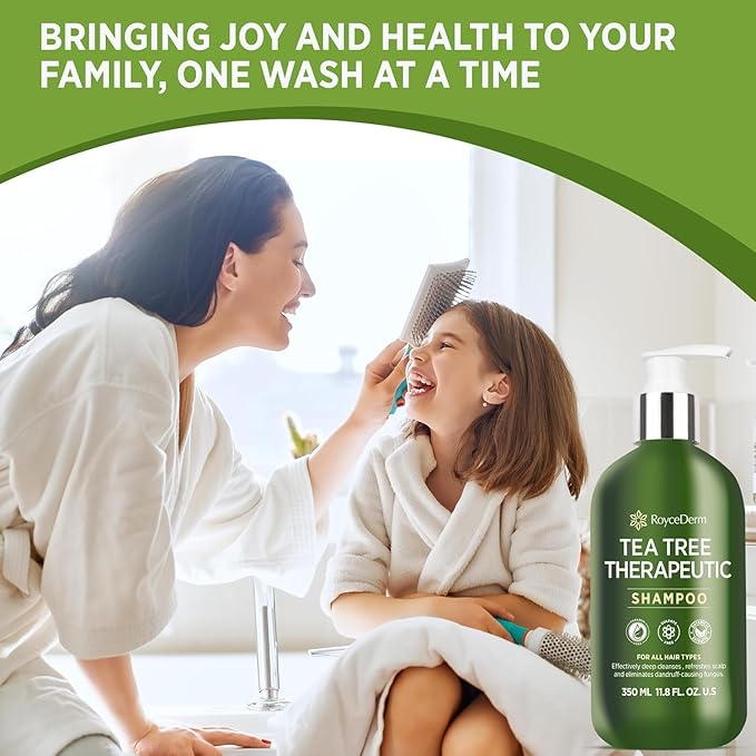 Roycederm Tea Tree Antifungal Shampoo: Folliculitis Shampoo for Dry Scalp, Dandruff, and Itchy Scalp - Medicated Clarifying shampoo with Tea Tree Oil, Paraben & Sulfate Free - 2 Pack-VivaGrace Women
