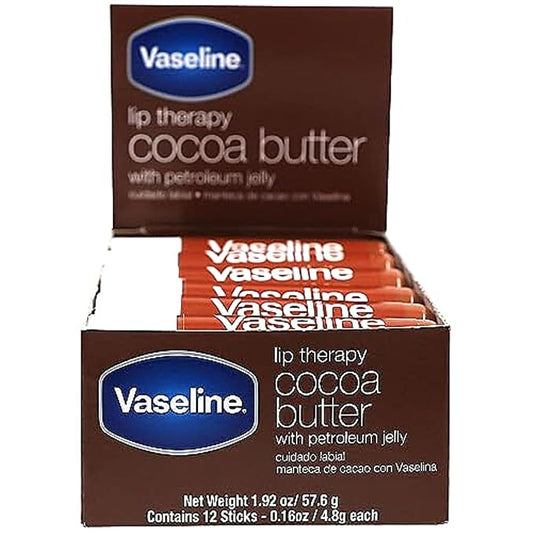 Vaseline Lip w/o Backer Card Cocoa - 12 Pack Box-VivaGrace Women