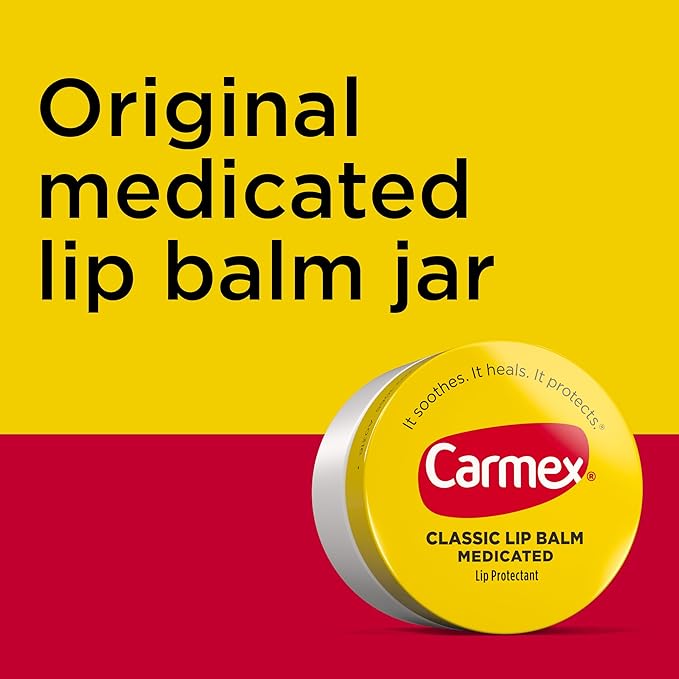Carmex Medicated Lip Balm Jar, Lip Moisturizer for Dry, Chapped Lips, 0.25 OZ - (5 Packs of 3)-VivaGrace Women