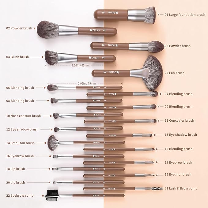 DUcare Professional Makeup Brush Set 22Pcs with Travel Case Synthetic Kabuki Foundation Brush, Face Powder Brush, Blush Brush, Concealer Brush, Eyeshadow Brushes-VivaGrace Women