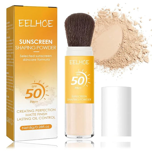 Mineral Sunscreen Setting Powder, SPF 50, Translucent Mineral Brush Powder, Long-Lasting Lightweight Breathable, Natural Matte Finish, Oil Control for All Skin Types-VivaGrace Women