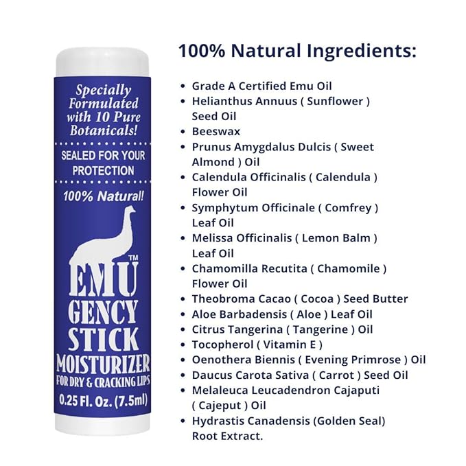 Montana Emu Ranch - EMUgency All Purpose Moisturizing Pocket Stick - 0.25 Ounce - 3 Pack - Helps Relieve Chapped, Cracked, and Split Lips and Skin-VivaGrace Women