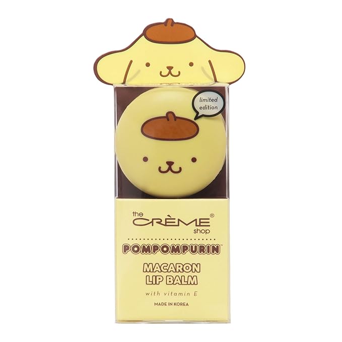 The Crème Shop x Sanrio Hello Kitty Macaron Lip Balm Korean Cute Scented Pocket Portable Soothing Advanced Must-Have on-the-go (Pompompurin Caramel Pudding)-VivaGrace Women